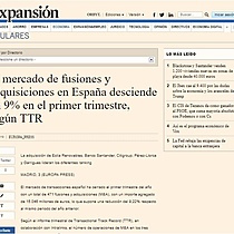 El mercado de fusiones y adquisiciones en Espaa desciende un 9% en el primer trimestre, segn TTR